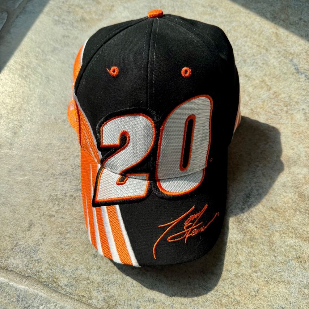 Tony Stewart #20 NASCAR Home Depot Hat Adjustable Embroidered Black Orange